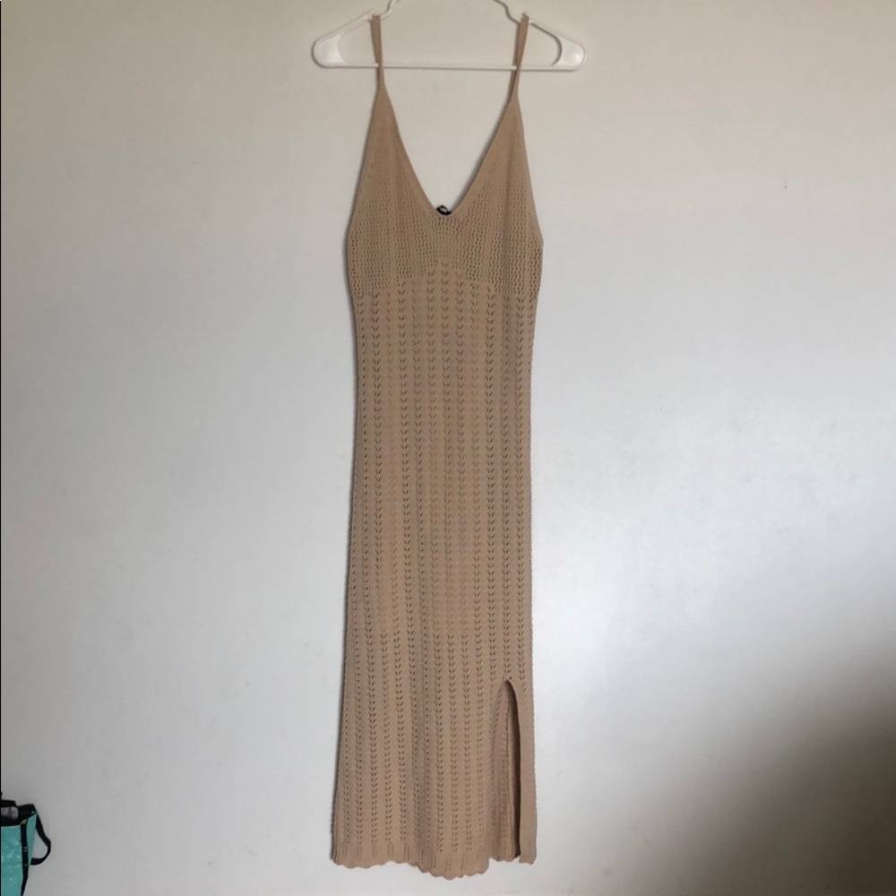 Elegant Tan Knit Dress